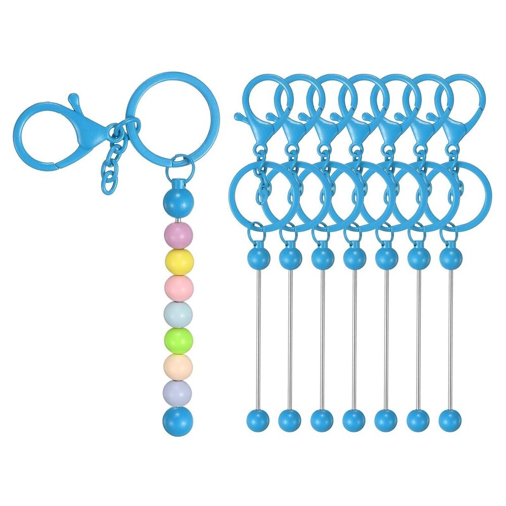 5004 8Pcs Beadable Keychain Bars, Metal Beaded Keychain Bars Bulk Blank